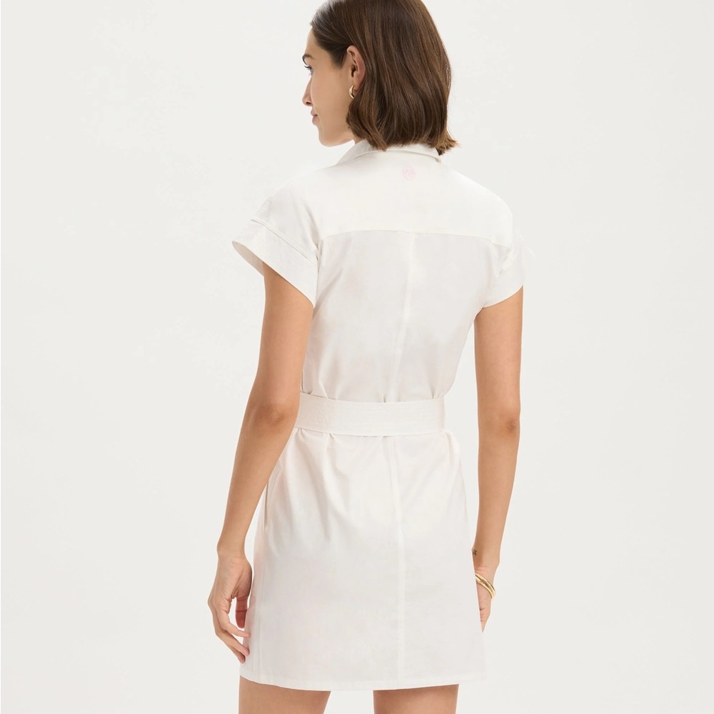 Renwick Sport Caddie Dress Chic White Short Sleeve Mini Dress - No Belt